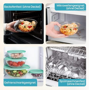 Набір контейнерів для їжі Vtopmart (15 шт.) з кришкою, скляні, для зберігання, мікрохвильова піч, морозильник, посудомийна машина