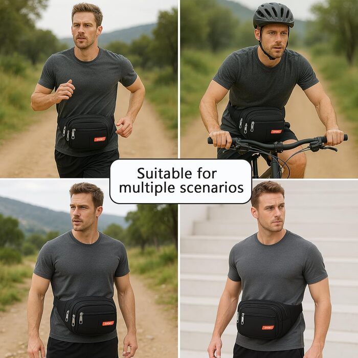 Гребельна сумка GraceTop для спорту та активного відпочинку. Чорна сумка на пояс з 4 кишенями на блискавці та регульованим ремінцем. Підходить для бігу, їзди на велосипеді, походів та кемпінгу. Водонепроникна.