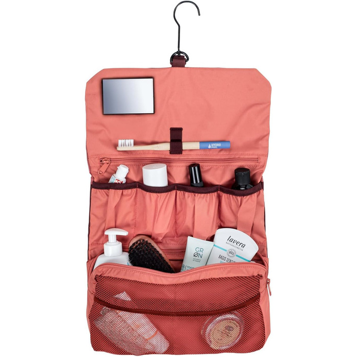 Kulturtasche VAUDE WegaWrap: Косметичка з дзеркалом, тримачем для зубної щітки та гачком для підвішування, водонепроникна (Dark Cherry)