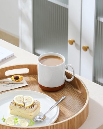 Набір кавових чашок MALACASA TARA Khakiweiß (4 шт.), 350 мл, кераміка, для кави, чаю, соку, лате, капучино, какао, безпечні для миття в посудомийній машині та використання в мікрохвильовці