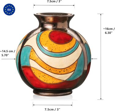 Керамічна ваза ручної роботи 16 см – кольорова ваза для квітів, декор для вітальні, подарунок на новосілля, сучасна ваза-куля моделі 1