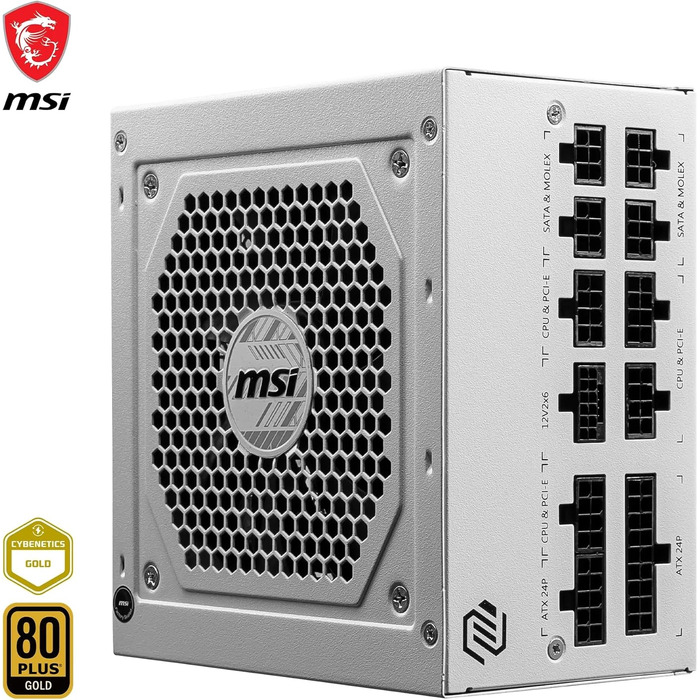 Блок живлення MSI MAG A850GL PCIE5 White, 850W, 80 Plus Gold, повністю модульний, ATX 3.0, PCIe 5.0, білий