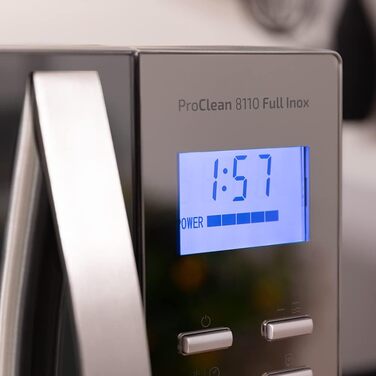 Мікрохвильова піч Cecotec Pro Clean 6110: 23 л, 800 Вт, гриль 1000 Вт, покриття Ready 2 Clean, LED, нержавіюча сталь, чорно-сріблястий колір