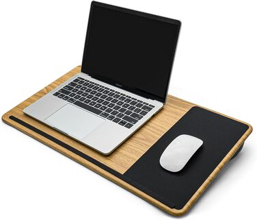 Підставка для ноутбука на колінах, Laptoptisch для дому, офісу, ліжка, дивану – дерев'яний дизайн, розмір L (30.5 x 57 x 4.5 см)