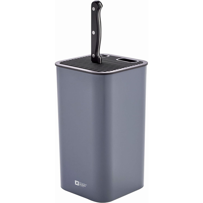 RICHARDSON SHEFFIELD Knife Block Grey, Universal Block for Knives, With Flexible Grid, Space for Scissors and Sharpener, Non-Slip