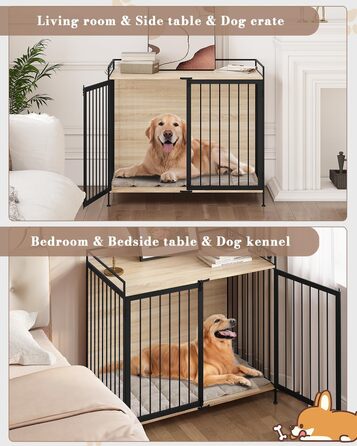 Клітка для собак EUGAD з дерева, переносна будовушка для дому, XXL, для малих/середніх собак, 104x92x60 см, міцна