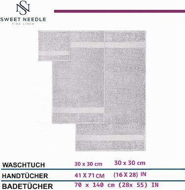 Набір рушників Sweet Needle 6 предметів (2 банні, 2 для рук, 2 для обличчя), бавовняні, гігроскопічні та м'які, сріблясті