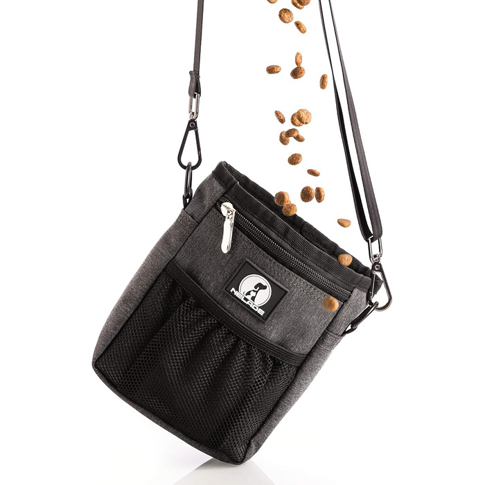 Мішок для ласощів для собак - міцний та водонепроникний аксесуар для прогулянок та тренувань (Чорний) (Сіра версія)