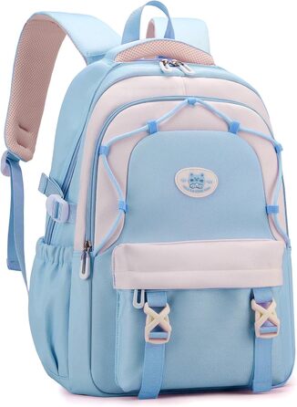 Рюкзак Tanou для школи, дівчаток-підлітків, 30L, нейлон, 3-9 клас, з тролейною петлею та брелоком (блакитний)