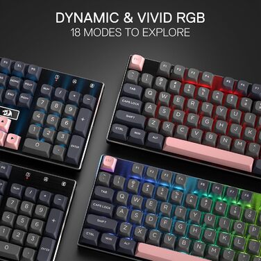 Redragon K660 (K556 TKL) RGB-ігрова клавіатура з провідним підключенням, механічна клавіатура TKL 80% з 87 клавішами та алюмінієвою основою, покращений Hot-Swap тихий лінійний червоний перемикач (104 клавіші з провідним підключенням, перемикачі Dragon Cha