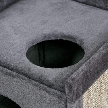 PawHut кігтеточка для котів, 81 см, кігтеточний тунель з 2 печерами, з драбиною та ігровим майданчиком, для котів до 6 кг, темно-сіра