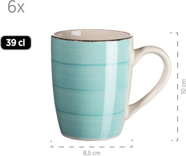 MÄSER 931614 Bel Tempo II 30-piece Vintage Dinnerware Set for 6 People, Hand-painted Ceramic Combination Service in Turquoise, Stoneware