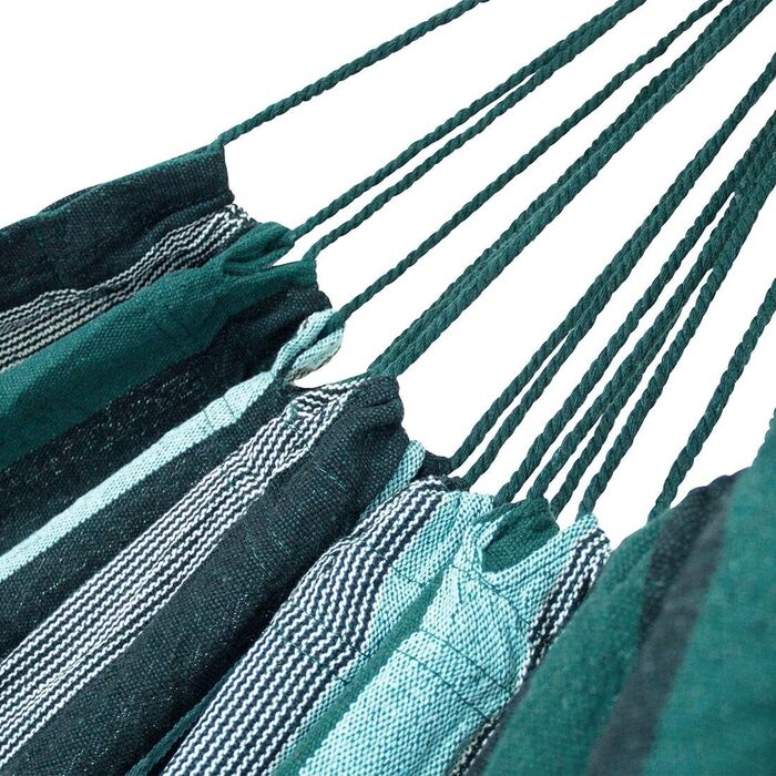 Гамак yourGEAR Cebu XXL 220x160 см, бавовна, зелений/блакитний, до 300 кг, для двох осіб, з сумкою