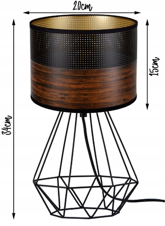 Стильна настільна нічна лампа з абажуром у кольорі венге, сучасний лофт, LED
