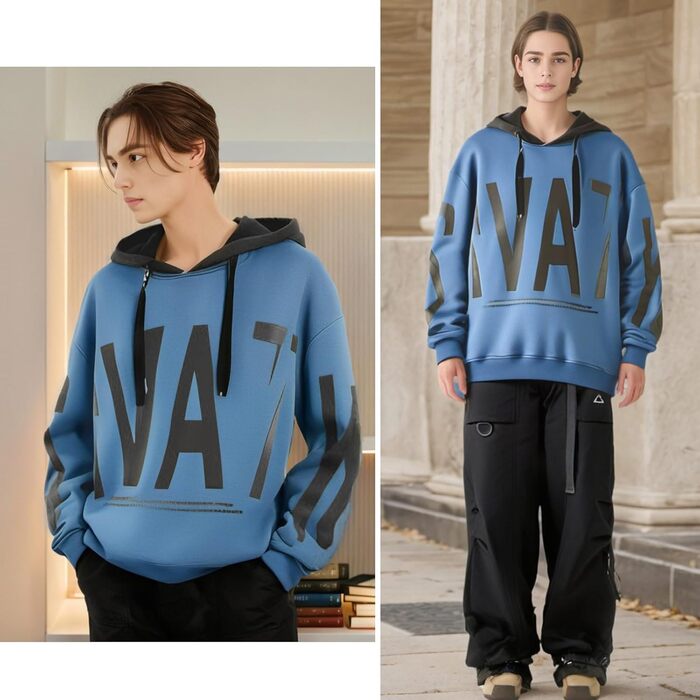 Чоловіча толстовка з капюшоном, світшот з довгим рукавом, базова модель, класичний чоловічий світшот, унісекс, повсякденний стиль, весна/літо/осінь/зима, білий (4XL, 1 блакитний)