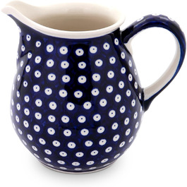 Bunzlauer Ceramics 1.45 Liter Ceramic Pitcher/Jug/Carafe – rounded shape, classic design, hand-painted, stoneware (Decoration 120)
