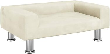 Крісло-ліжко для собак, м'яке ліжко для тварин, лежанка для маленьких собак та котів, світло-кремовий оксамит (70 x 45 x 26.5 см)