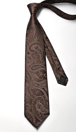 Набір краваток та нагрудних хустинок Enlision для чоловіків: краватка, нагрудна хустинка, краватоклямер. Paisley, в клітинку, коричневий, універсальний розмір