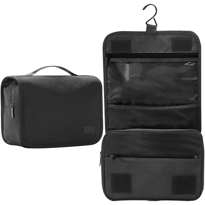 Чоловіча та жіноча косметичка-органайзер для туалетних речей - велика сумка для косметики з петлею для підвішування - бежева (чорний)