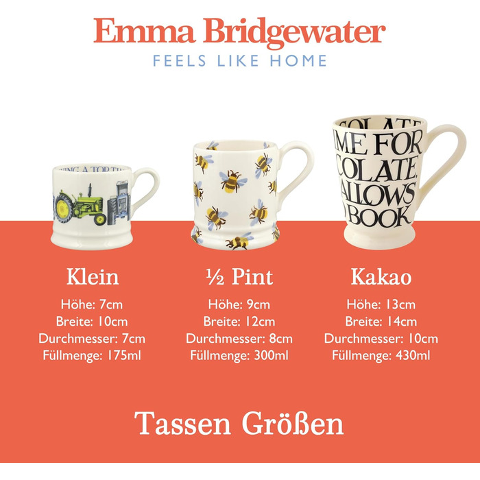 Emma Bridgewater 1/2 Pint Ceramic Coffee Mug Large Stoneware, Cappuccino, Latte, Coffee, Teacup Beautiful Mugs, Birthday Gift Coffee Mug a-Tete & Grape Hyacinth, Ceramic