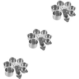 Ciieeo 3-Piece Baking Tool Set: Small Measuring Cup, Cooking Measuring Spoon, Measuring Cup for Baking, Teaspoon, Measuring Spoon, Dispenser, Latte Glasses, Collapsible Shot Glasses, Modern Stainless Steel, Silver