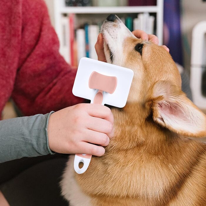 Щітка для собак та котів Vinabo для короткої та довгої шерсті, видалення підшерстя, автоматичне очищення, колір: кориця