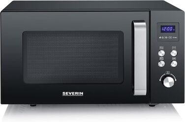 Мікрохвильова піч Severin 3-в-1 з грилем та конвекцією до 200°C, 25L, чорна, з антипригарним покриттям, MW 7752