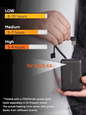 Електрична гріюча жилетка Dr. Prepare для чоловіків та жінок, унісекс, з акумулятором, XL, флісова (без Powerbank)