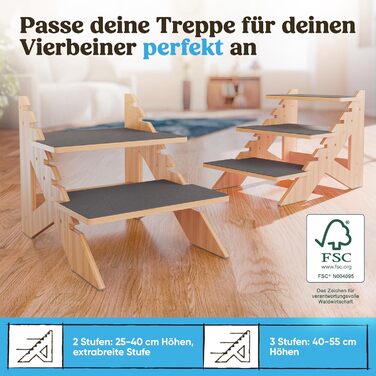 AMAZING Dog Stairs for Small, Medium, and Large Dogs, Cats. 3 Steps | Pet Stairs, Young and Old Cats | 40 cm High for Sofa, Bed | Gentle on Joints Alternative to Dog Ramps (Flexible)