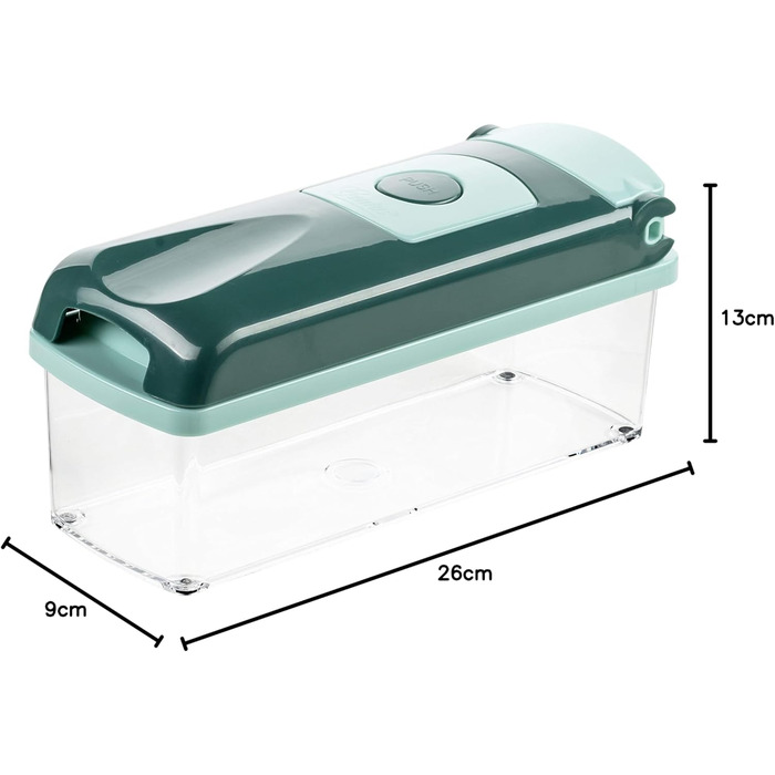 Genius Nicer Dicer Plus (18 частин) - набір для нарізки овочів та фруктів, кухонний інструмент, набір для нарізки кубиками, соломкою, слайсами (смарагдовий)