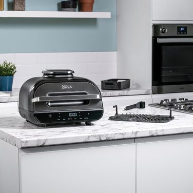 Ninja Foodi MAX Grill & Air Fryer, 5.7L Air Fryer with Digital Temperature Probe, Dishwasher-Safe Parts, 6-in-1, Gray/Silver AG551EU MAX Grill & Air Fryer 5.7L Gray/Silver