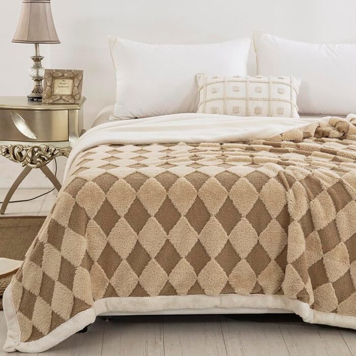 Плед Sherpa-Fleece з плюшем, двосторонній, сірий-блакитний, 150 x 200 см