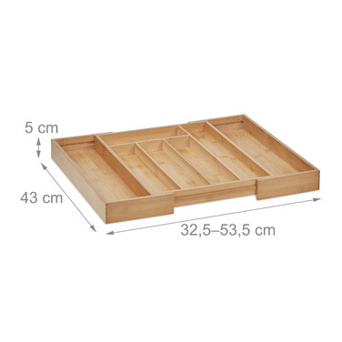 Relaxdays Extendable Bamboo Cutlery Box