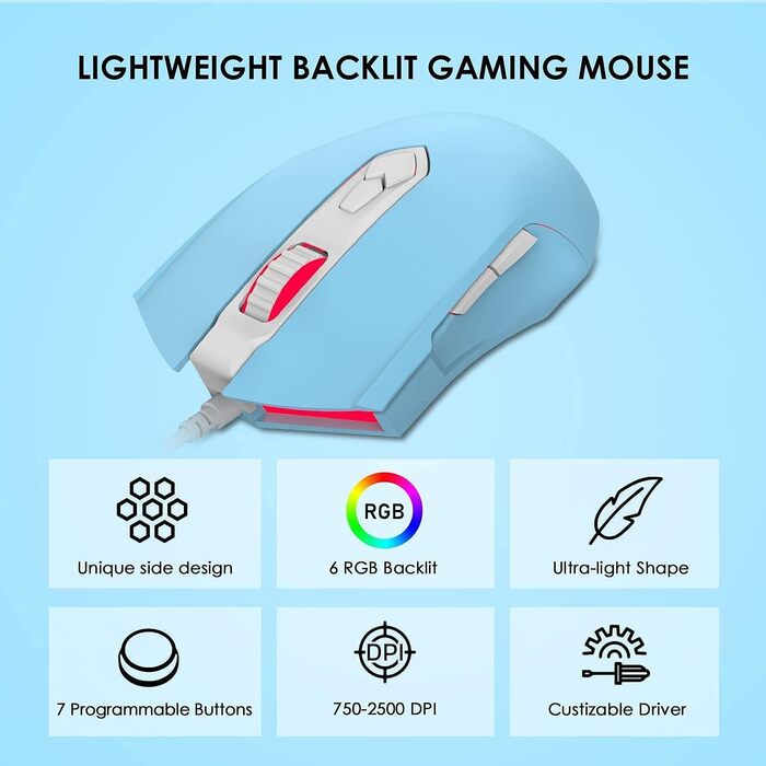 Механічна ігрова клавіатура AK33 TKL 80% з синіми перемикачами, RGB-підсвічуванням та мишею, 2500 DPI, 82 клавіші, для ігор та офісу