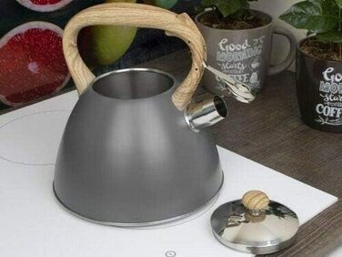Свисток-чайник з нержавіючої сталі, 3 л, для індукційних, газових та електричних плит (Сірий)