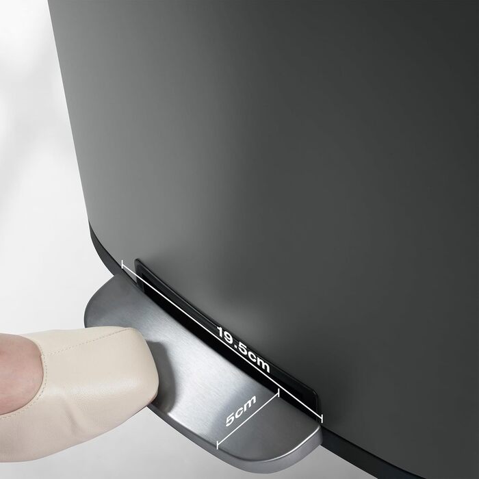 Сталевий відро для сміття з педаллю, 50 літрів, з внутрішнім відром з пластику, з м'яким закриттям, для кухні, ванної кімнати або офісу, сірий колір