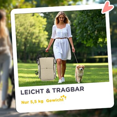 Візок для собак PawHut легкий, складаний, з алюмінію для собак та котів. З подушкою, сітковими вікнами, дверима та кошиком для зберігання. Міні-візок для маленьких собак (Хакі)