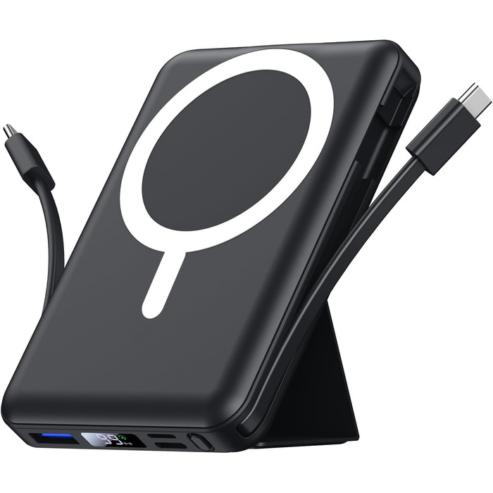 Power Bank Azmuth для iPhone з MagSafe, 10000mAh, бездротова зарядка, LED дисплей, білий/чорний