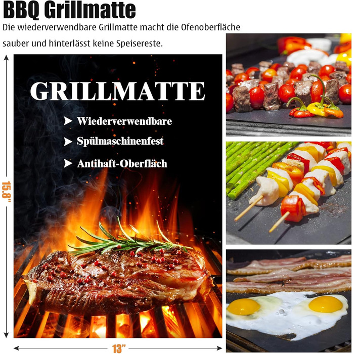 Набір для барбекю Grilliance з нержавіючої сталі: 30 аксесуарів для гриля, щипці, лопатка, відкривачка, кейс, килимок. Чудовий подарунок для чоловіків, для саду, кемпінгу.