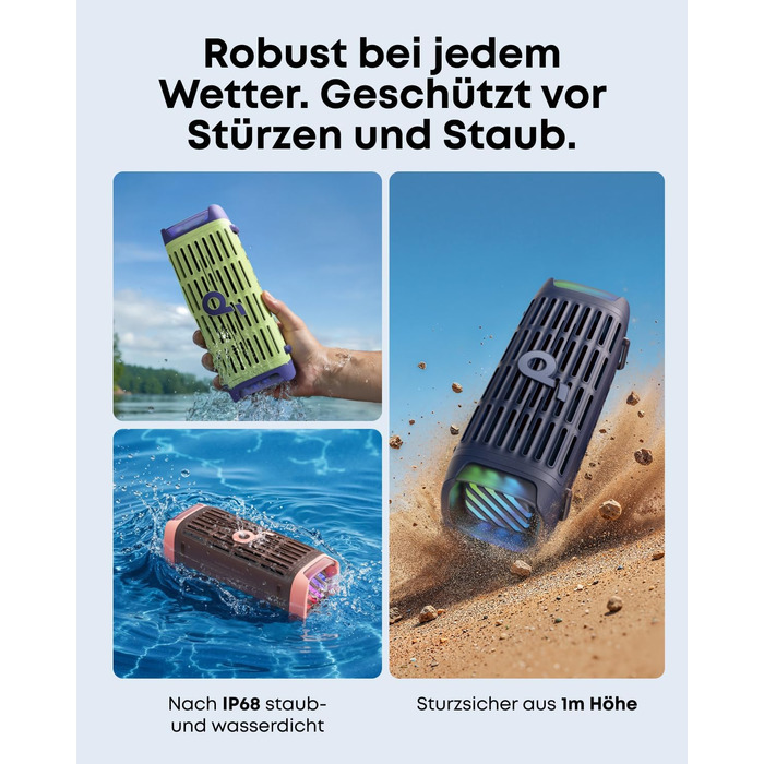 Портативна Bluetooth колонка Soundcore Boom 3i Anker: Водонепроникна (IP68), 50W, BassUp 2.0, до 16 годин, з підсвіткою та TWS, зелений