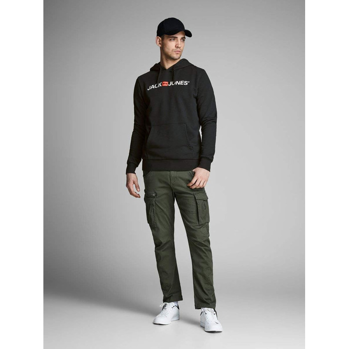 Чоловічий худі Jack & Jones з логотипом, чорний, розмір XL