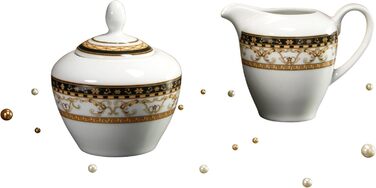 Creatable 15090, Majestic Series black, 2-piece set consisting of milk jug and sugar bowl (2 teaspoons), porcelain, multicolored, 25x12x12 cm