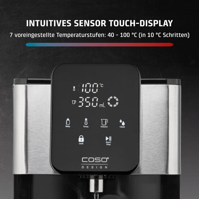 CASE HW 1660 - Turbo Hot Water Dispenser, hot water in seconds (40-100°C), 2600 Watts, extra-large 4-liter water tank, direct selection button for baby food (37°C), energy-saving