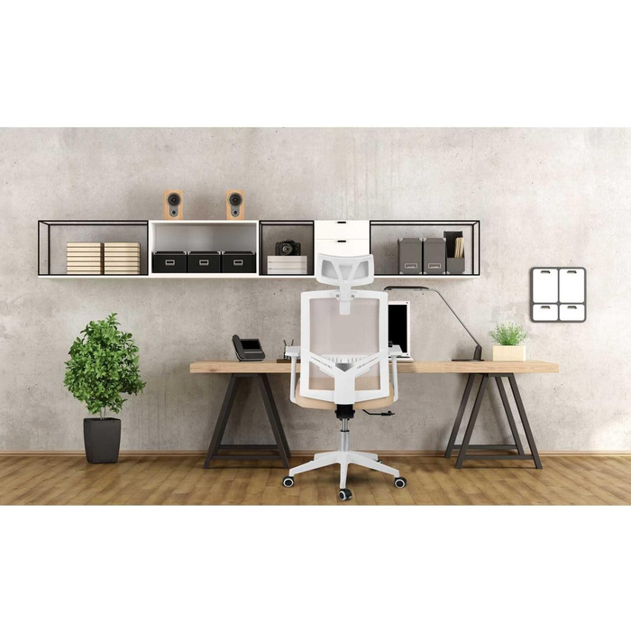 Офісний стіл Rotar - ергономічне крісло для офісу з регулюванням висоти, зручне та практичне, з дихаючою тканиною, стабільна конструкція, 67 x 65 x 125 см, колір бежевий