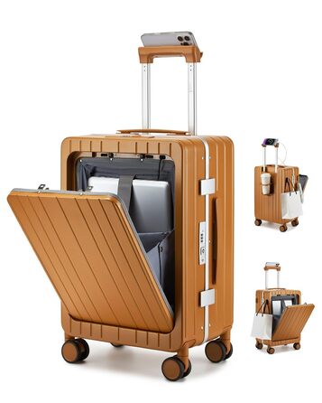 Валіза-ролер Sea Choice з відділенням для ноутбука 15.6', з USB-портом, з PC корпусом, TSA-замок, 360° колеса (жовто-коричневий)