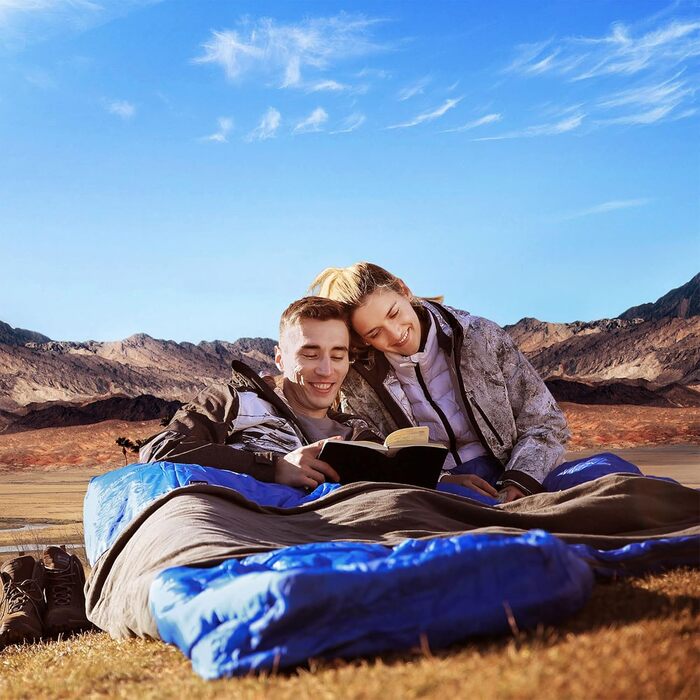 KingCamp Double Sleeping Bag - Winter Adult Sleeping Bag for 2 People with Carry Bag - Outdoor Camping (Gray)