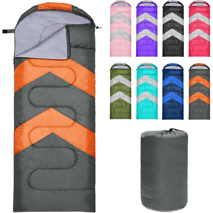 Zusentee 4-Season Sleeping Bag - Waterproof, Lightweight, Ultralight Sleeping Bag for Adults & Kids - Camping, Hiking, Travel (Dark Grey)