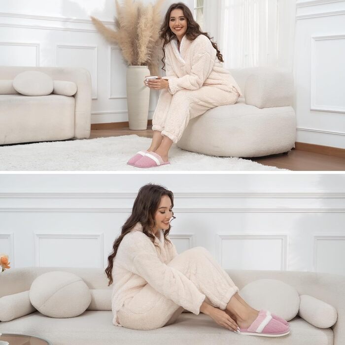 Xnova жіночі халапи-домашні тапочки з плюшу, м'які, зручні, з піною пам'яті, антиковзаючі, теплі зимові халапи (рожеві, 42/43 EU)