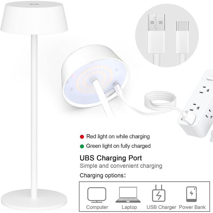 Світлодіодний акумуляторний настільний світильник Klighten з димером, сенсорний, металевий, алюмінієвий, IP54, тепле біле світло 3000K, антрацит