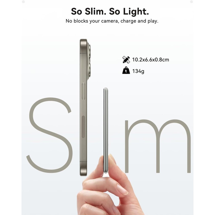 Powerbank Kuulaa MagSafe 5000mAh, Швидка зарядка, USB-C, для iPhone 17/16/15/14/13/12/Pro/Pro Max, срібло